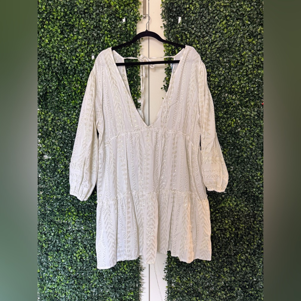 Blue Island White and Silver Patterned Dress